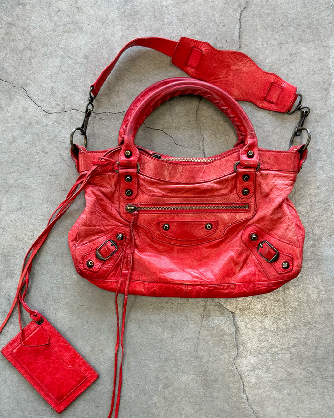 Red Vintage Balenciaga The First City Handbag
