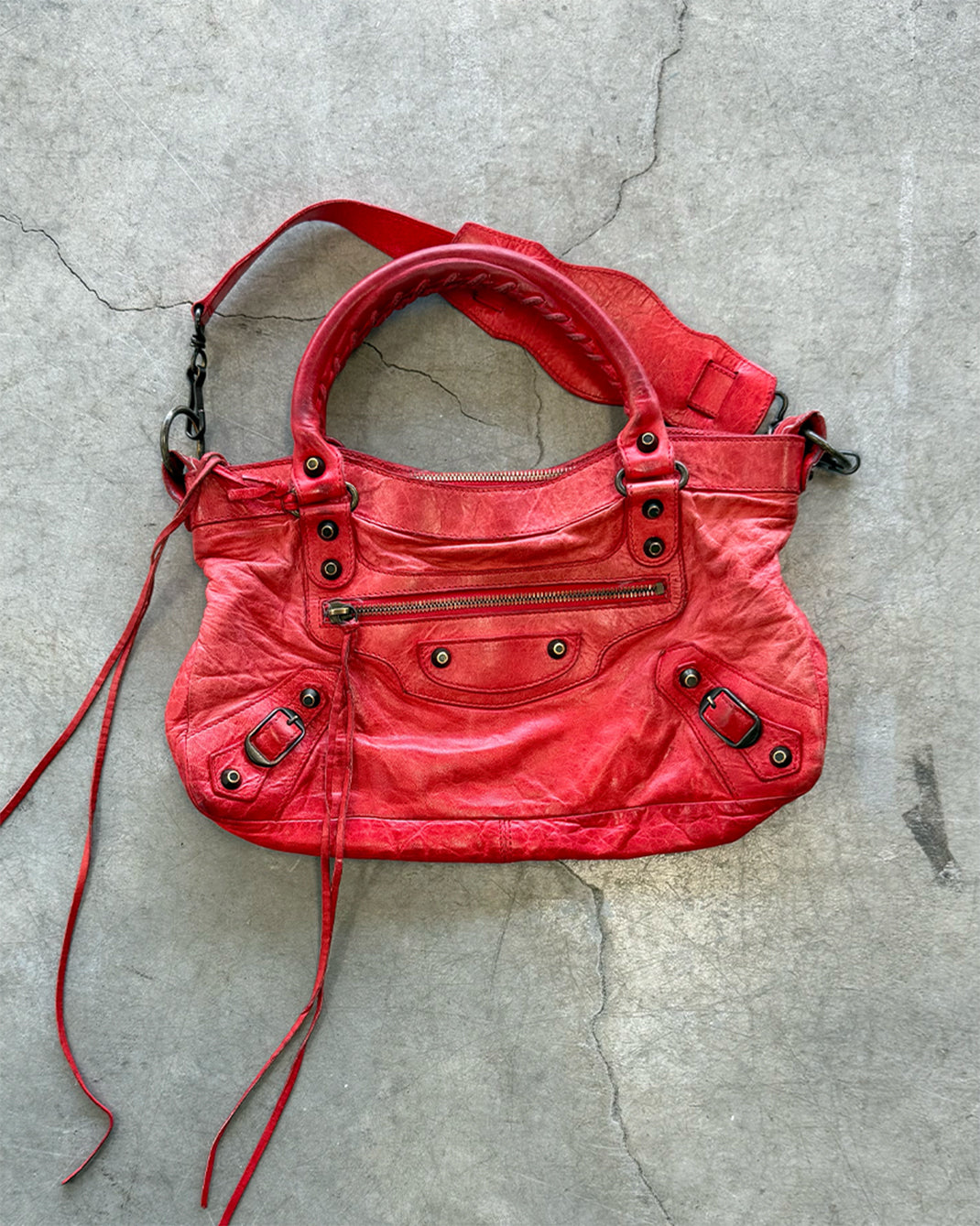 Red Vintage Balenciaga The First City Handbag