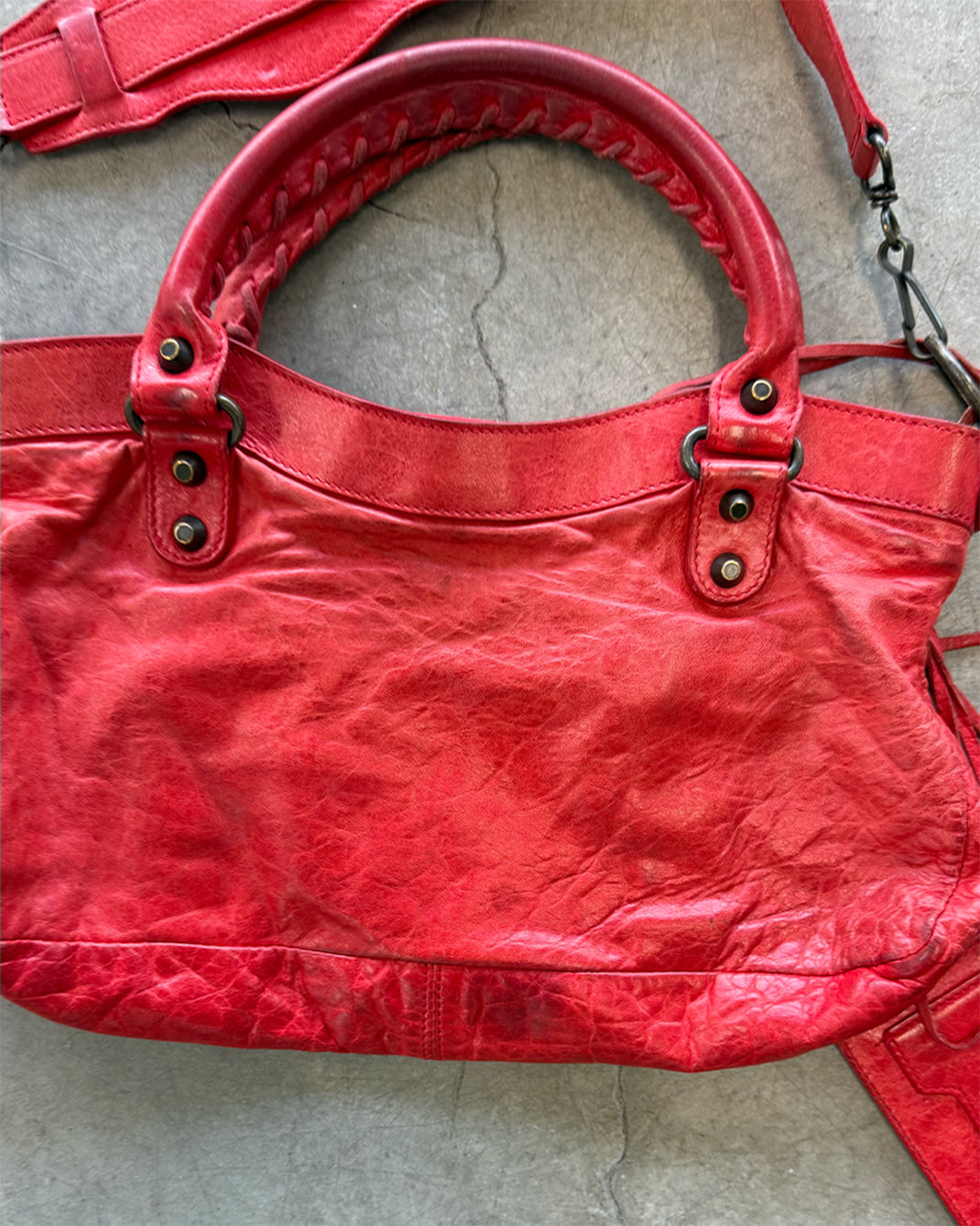 Red Vintage Balenciaga The First City Handbag