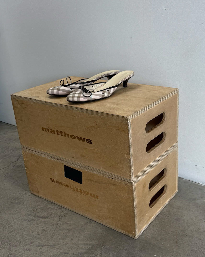 Plaid Vintage Burberry Novacheck Ballerina Kitten Heels Mules