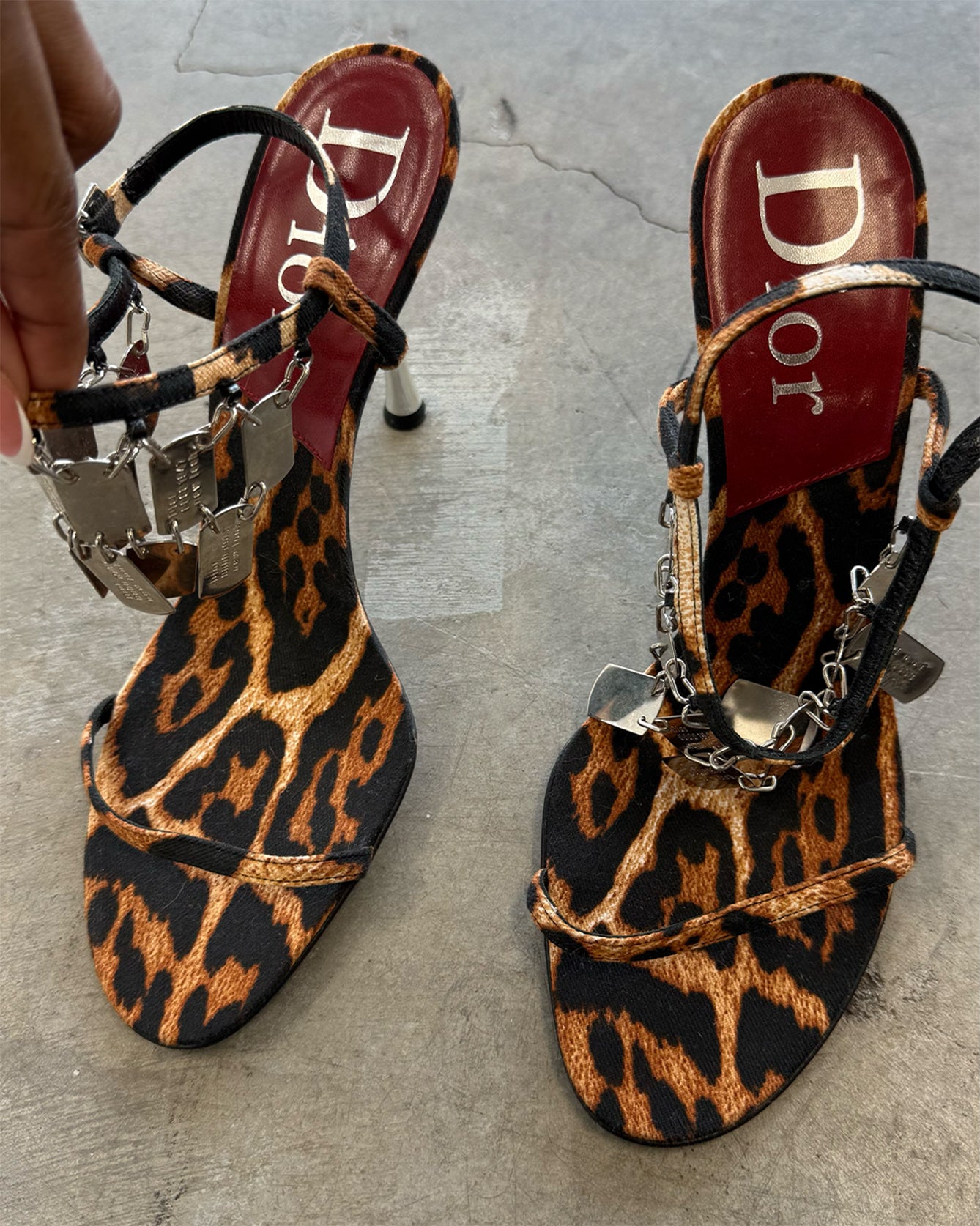 Leopard Vintage Christian Dior Dog Tag Heels