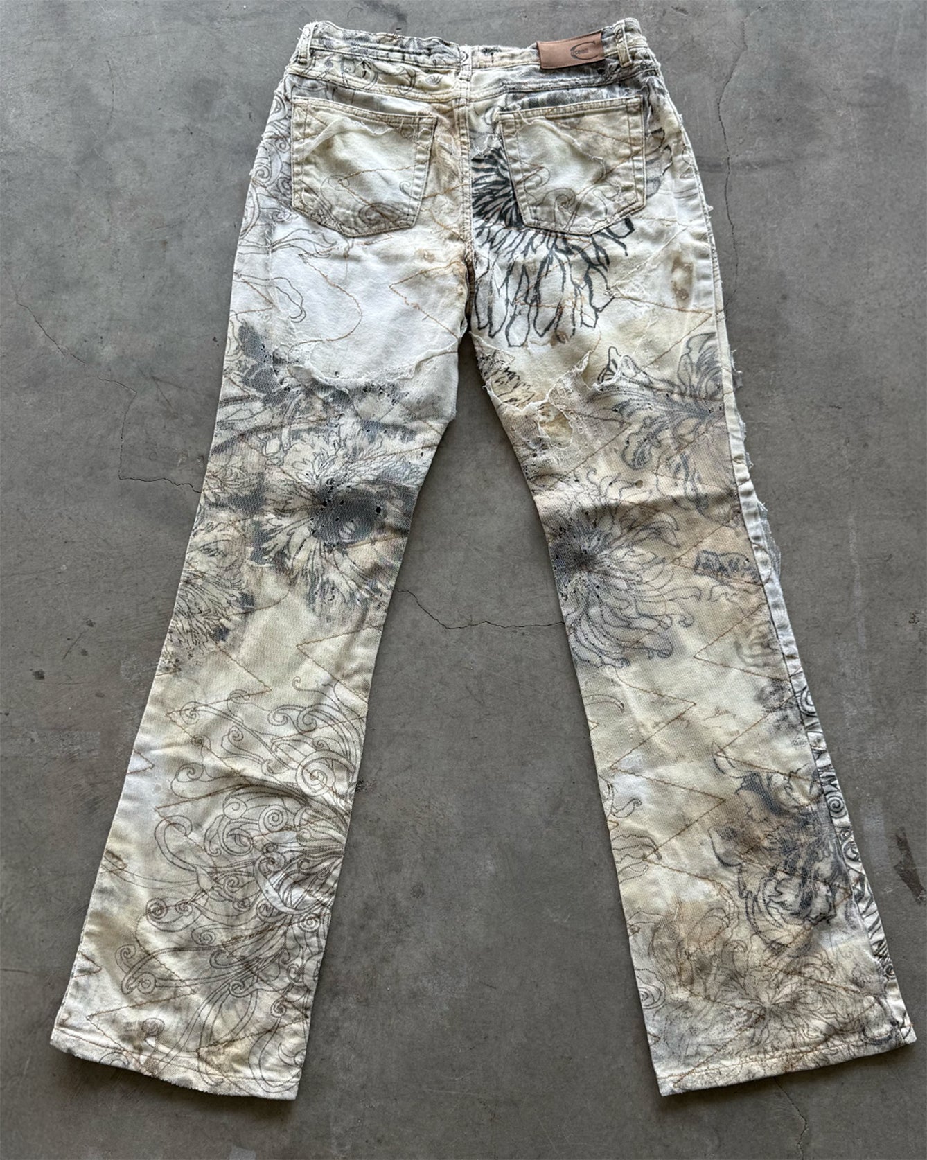 White Black Tan Vintage Just Cavalli Distressed Jeans