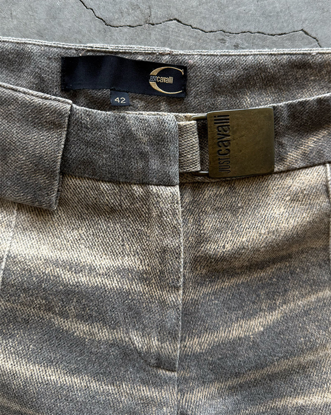 Tan Green Print Vintage Just Cavalli Jeans