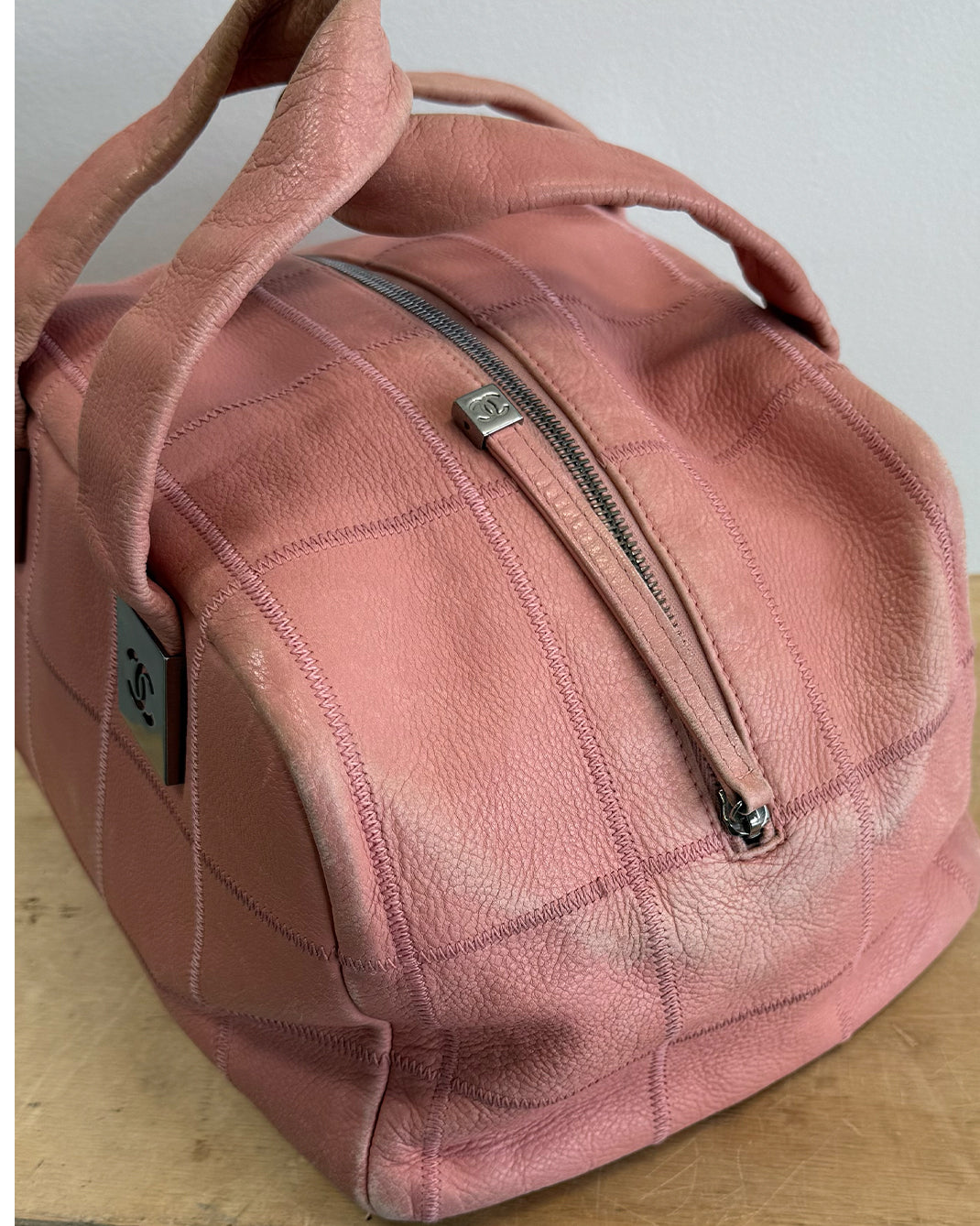 Pink Vintage Chanel Caviar Skin Chocolate Bar Bag