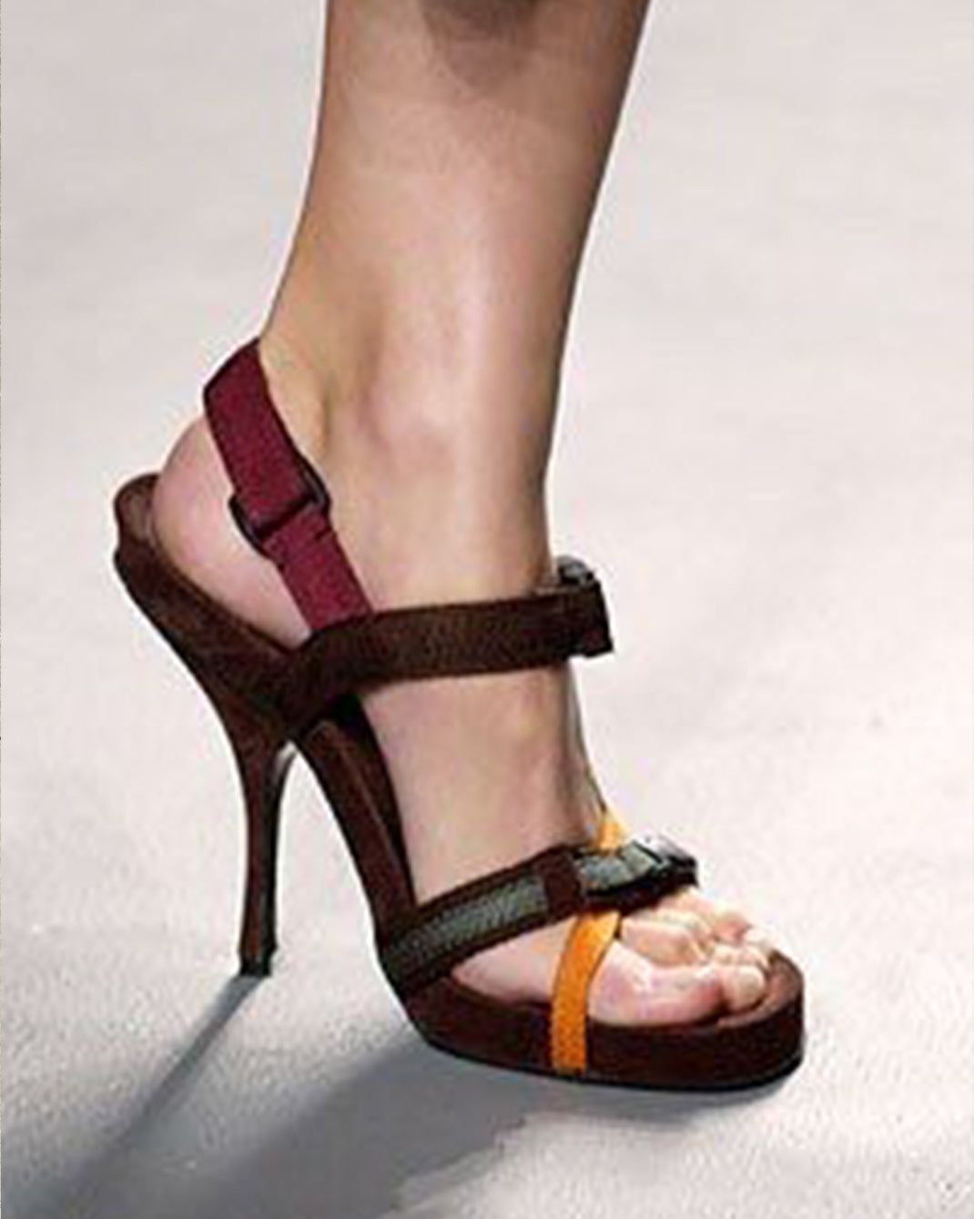Brown Multi Colored Vintage Prada 2004 Runway Heel Sandals