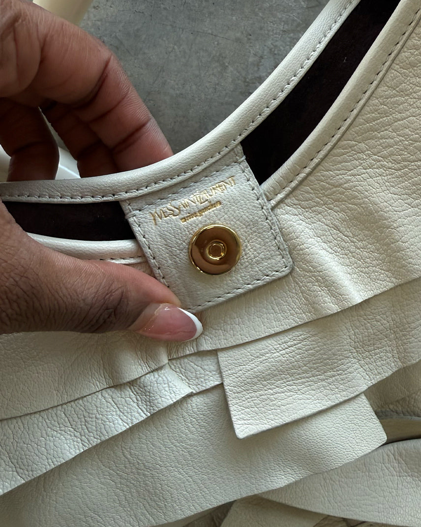 Cream Vintage YSL Saint Tropez Mombasa Leather Horn Shoulder Bag
