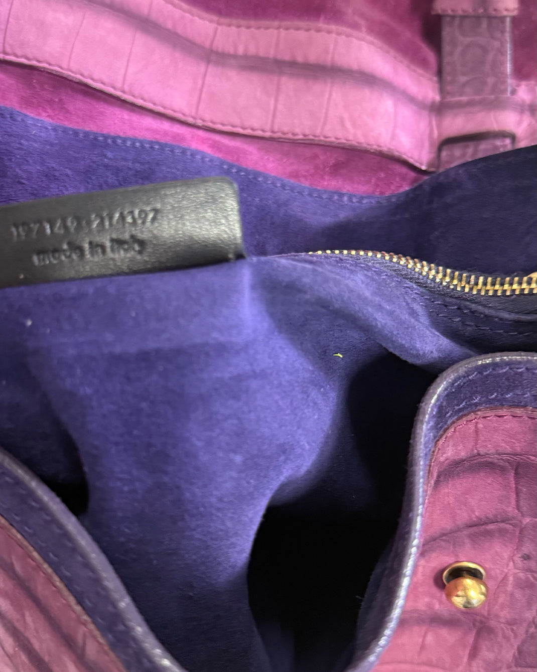 Pink Purple Croc YSL Saint Laurent Muse Two Shoulder Bag